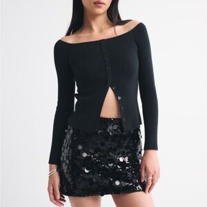 Abercrombie & Fitch Scarlett Sequin Mini Black Sequin Mini Skort Size S Black